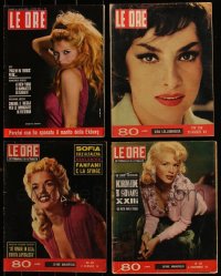 5d0434 LOT OF 4 LE ORE ITALIAN MOVIE MAGAZINES 1958-1963 Brigitte Bardot, Lollobrigida, Mansfield!