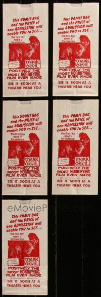 5d0701 LOT OF 5 MARK OF THE DEVIL VOMIT BAGS 1970 the movie is guaranteed to upset your stomach!