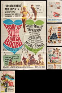 5d0287 LOT OF 5 FOLDED BEACH MOVIE ONE-SHEETS 1960s great images from several fun movies!