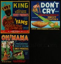 5d0467 LOT OF 3 1930S SWEET POTATO CRATE LABELS 1930s all with art of African Americans!