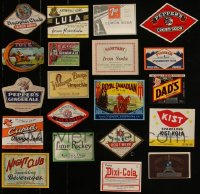 5d0690 LOT OF 20 1900S-1950S SODA LABELS 1900s-1950s 7-Up, Cupid, Lula, Dad's Root Beer & more!