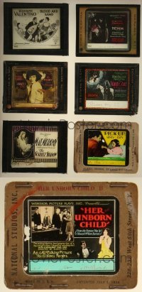 5d0666 LOT OF 7 GLASS SLIDES 1920s great images from a variety of silent movies!