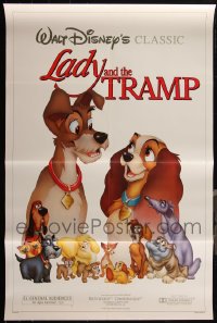 5d1152 LOT OF 5 FORMERLY FOLDED SINGLE-SIDED 27X41 LADY & THE TRAMP R86 ONE-SHEETS R1986 Disney!