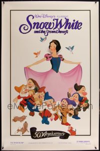 5d1149 LOT OF 5 UNFOLDED 27X40 SNOW WHITE & THE SEVEN DWARFS R87 ONE-SHEETS R1987 50th anniversary!