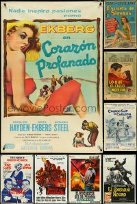 5d0448 LOT OF 12 FOLDED ARGENTINEAN POSTERS 1950s-1960s great images from a variety of movies!