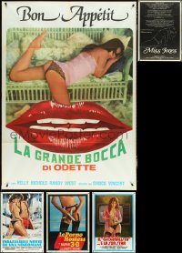 5d0058 LOT OF 5 FOLDED SEXPLOITATION ITALIAN ONE-PANELS 1970s-1980s sexy images w/ partial nudity!