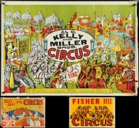 5d0913 LOT OF 5 MOSTLY FORMERLY FOLDED CIRCUS POSTERS 1940s-1950s great art of clowns & animal acts!