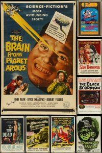 5d1182 LOT OF 12 FORMERLY FOLDED 1950S HORROR/SCI-FI/FANTASY ONE-SHEETS 1950s great movie images!