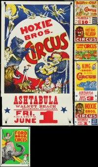 5d0912 LOT OF 7 FORMERLY FOLDED 1940s-1950s CIRCUS POSTERS 1940s-1950s great art of clowns & animal acts!