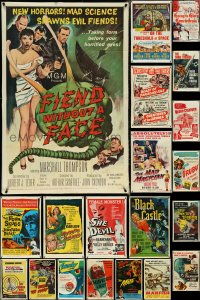 5d1160 LOT OF 20 FORMERLY FOLDED MOSTLY 1950S HORROR/SCI-FI/FANTASY ONE-SHEETS 1950s great titles!