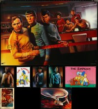 5d0956 LOT OF 8 UNFOLDED VIDEO & COMMERCIAL POSTERS 1980s-1990s Star Trek, Simpsons, Indiana Jones