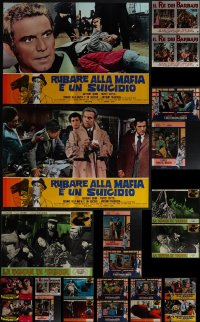 5d0855 LOT OF 38 FORMERLY FOLDED ITALIAN 19X27 PHOTOBUSTAS 1960s-1970s a variety of movie scenes!