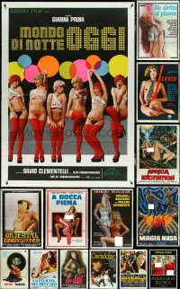 5d0048 LOT OF 15 FOLDED SEXPLOITATION ITALIAN ONE-PANELS 1970s-1980s sexy images with some nudity!