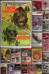 5d0242 LOT OF 26 FOLDED HORROR/SCI-FI/FANTASY ONE-SHEETS 1940s-1980s a variety of movie images!