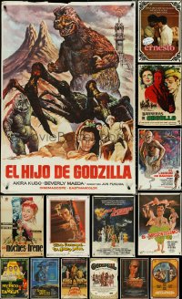 5d0932 LOT OF 19 FORMERLY FOLDED SPANISH POSTERS 1950s-1980s great images frmo a variety of movies!