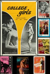 5d0275 LOT OF 7 FOLDED SEXPLOITATION ONE-SHEETS 1970s-1980s sexy images with partial nudity!