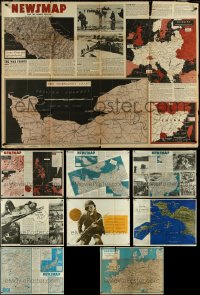 5d0436 LOT OF 6 FOLDED 1944 NEWSMAP WAR POSTERS 1944 cool World War II images & information!