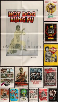 5d0259 LOT OF 17 FOLDED KUNG FU ONE-SHEETS 1970s-1980s great images from martial arts movies!