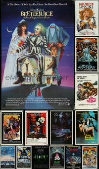 5d1161 LOT OF 20 FORMERLY FOLDED 1970S & NEWER HORROR/SCI-FI/FANTASY ONE-SHEETS 1970s-1980s cool!