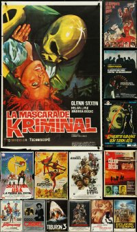 5d0937 LOT OF 14 FORMERLY FOLDED SPANISH POSTERS 1970s-1980s a variety of cool movie images!