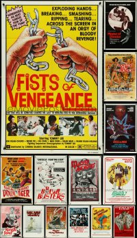 5d0261 LOT OF 15 FOLDED KUNG FU ONE-SHEETS 1970s-1980s great images from martial arts movies!