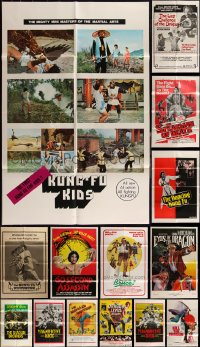 5d0256 LOT OF 19 FOLDED KUNG FU ONE-SHEETS 1970s-1980s great images from martial arts movies!