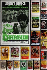 5d0984 LOT OF 28 FORMERLY TRI-FOLDED KUNG-FU ONE-SHEETS 1970s-1980s cool martial arts movies!