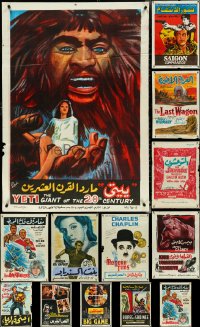 5d0918 LOT OF 15 MOSTLY FORMERLY FOLDED EGYPTIAN POSTERS 1960s-1980s a variety of movie images!