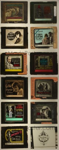 5d0651 LOT OF 12 GLASS SLIDES MISSING ONE PANE 1920s great images from a variety of silent movies!