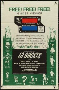 5f0590 13 GHOSTS 1sh 1960 William Castle, great art of all the spooks, Ghost Viewer!