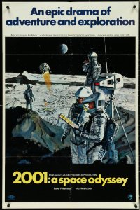 5f0592 2001: A SPACE ODYSSEY style B 70mm 1sh 1968 Kubrick, McCall art of astronauts on the moon!