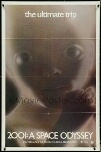 5f0593 2001: A SPACE ODYSSEY style D 1sh 1970 Stanley Kubrick, super close image of star child!