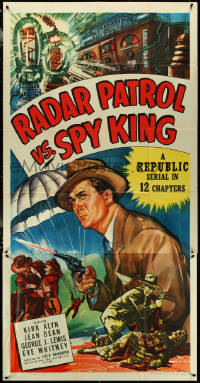 5f0175 RADAR PATROL VS SPY KING 3sh 1949 art of Kirk Alyn with gun & fedora in a Republic serial!