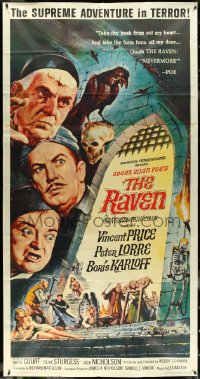 5f0176 RAVEN 3sh 1963 art of Boris Karloff, Vincent Price & Peter Lorre by Reynold Brown!