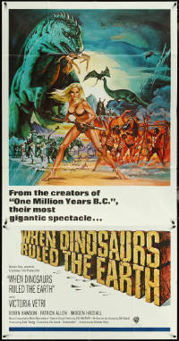 5f0181 WHEN DINOSAURS RULED THE EARTH int'l 3sh 1971 Hammer, artwork of sexy cavewoman Victoria Vetri!