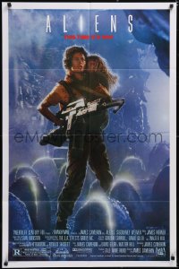 5f0602 ALIENS 1sh 1986 James Cameron sci-fi sequel, Sigourney Weaver as Ripley carrying Carrie Henn!