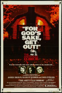 5f0610 AMITYVILLE HORROR 1sh 1979 Brolin, great image of haunted house, for God's sake get out!