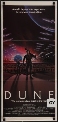 5f0190 DUNE Aust daybill 1984 David Lynch, art of MacLachlan & Young on Arrakis with Fremen warriors!