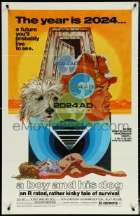 5f0668 BOY & HIS DOG 1sh 1975 cool Robert Tanenbaum sci-fi artwork with sexy half-dressed woman!