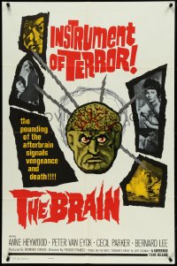 5f0669 BRAIN 1sh 1964 Ein Toter sucht seining Morder, Curt Siodmak, great wacky close-up sci-fi art!