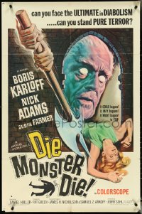 5f0731 DIE, MONSTER, DIE 1sh 1965 AIP, cool artwork of Boris Karloff, the ultimate in diabolism!