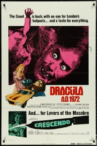 5f0739 DRACULA A.D. 1972/CRESCENDO 1sh 1972 Hammer horror double-bill, vampires & gore!