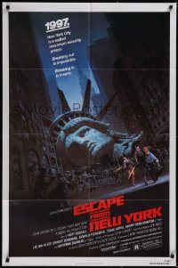 5f0758 ESCAPE FROM NEW YORK NSS style 1sh 1981 John Carpenter, decapitated Lady Liberty by Jackson!