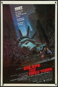 5f0759 ESCAPE FROM NEW YORK studio style 1sh 1981 Carpenter, Jackson art of decapitated Lady Liberty!