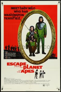 5f0760 ESCAPE FROM THE PLANET OF THE APES 1sh 1971 meet Baby Milo who has Washington terrified!