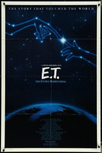 5f0746 E.T. THE EXTRA TERRESTRIAL 1sh R1985 Drew Barrymore, Spielberg, cool John Alvin art!