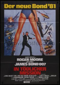 5f0037 FOR YOUR EYES ONLY German 33x47 1981 Roger Moore as James Bond 007, cool Brian Bysouth art!