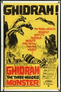 5f0799 GHIDRAH THE THREE HEADED MONSTER 1sh 1965 Toho, he battles Godzilla, Mothra & Rodan!