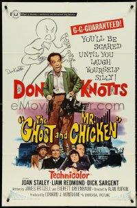 5f0800 GHOST & MR. CHICKEN signed 1sh 1966 by Don Knotts, be scared til you laugh yourself silly!