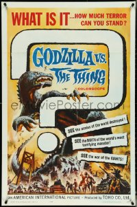 5f0812 GODZILLA VS. THE THING 1sh 1964 Reynold Brown monster art, how much terror can you stand!